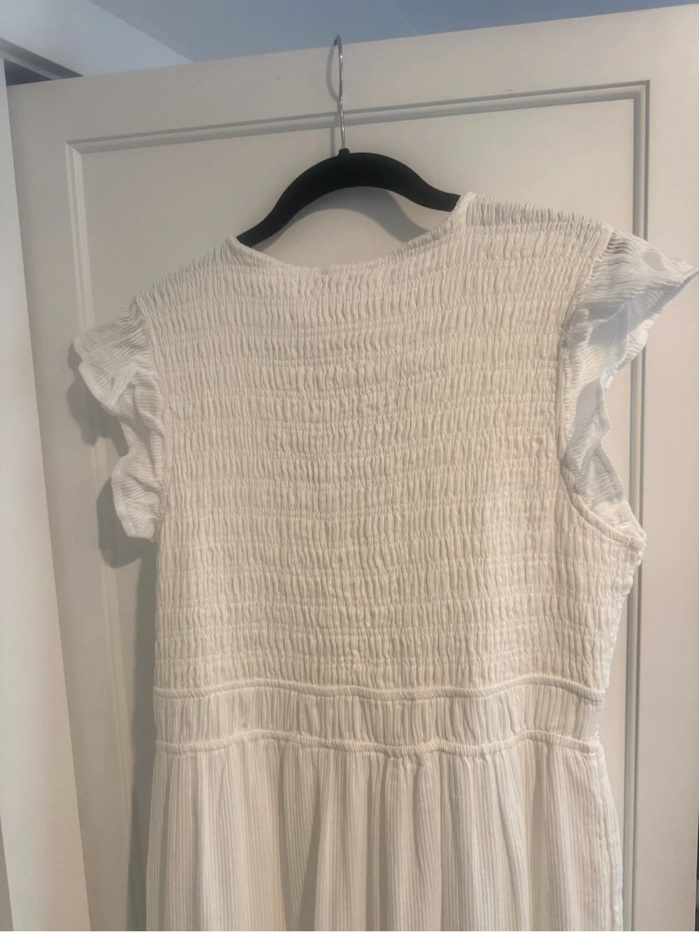 NWT Quince 100% Organic Cotton Smocked V-Neck Midi Dress - Picture 6 of 8